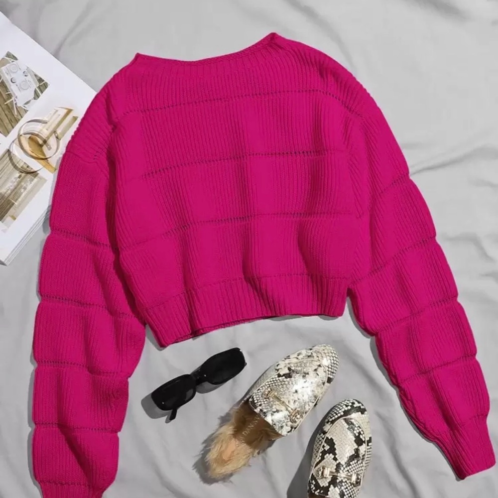 Vibrant Fuchsia Crew Neck Sweater